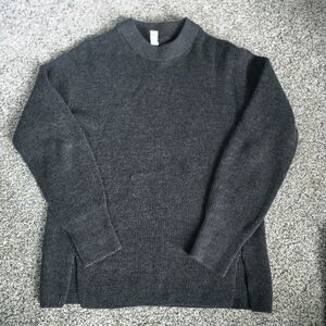 Lululemon Merino Wool Cotton Nylon Crew Neck Knut Pullover Sweater Size 2 Grey